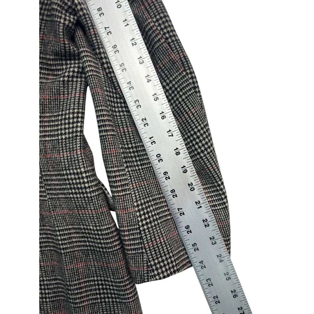 vtg Stafford 42R‎ Black White Red Glen Plaid Tweed Blazer Jacket Sport Coat USA